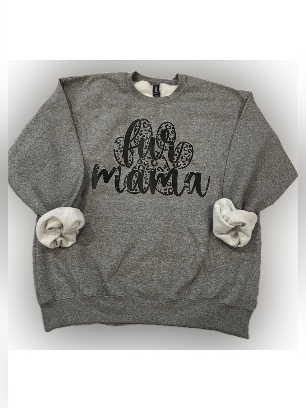 Gildan Gray 'Fur Mama' Crewneck Sweatshirt